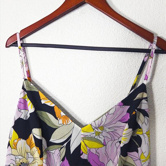 Guess Taryn Floral V-Neck Maxi Dress Navy Multicolor XL Garden Party - Picture 3 of 10